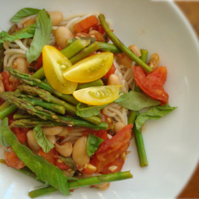 thursday: brown rice pasta with garden veggies thursday: brown rice pasta with garden veggies