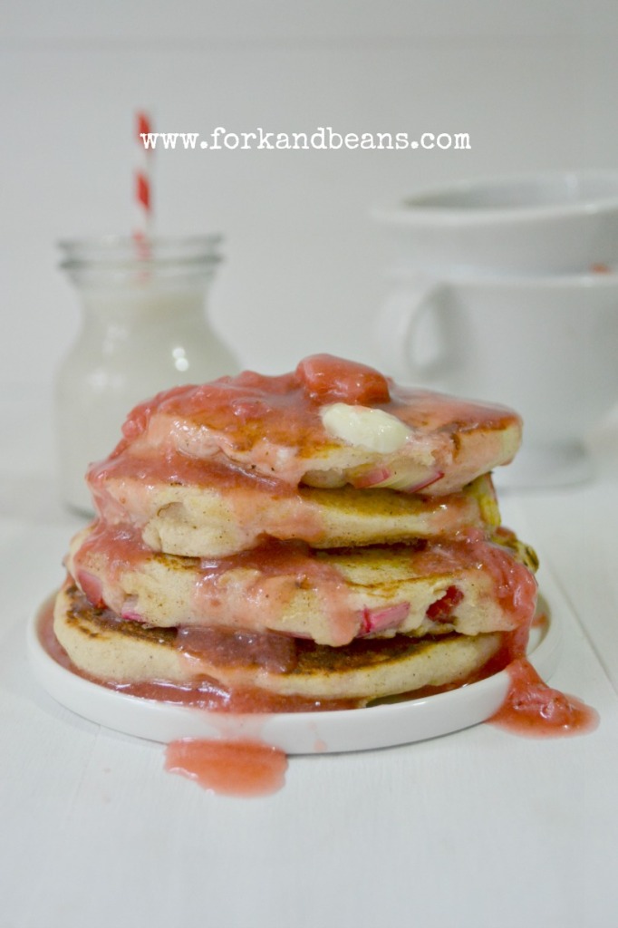 Strawberry Rhubarb Pancakes - Fork & Beans