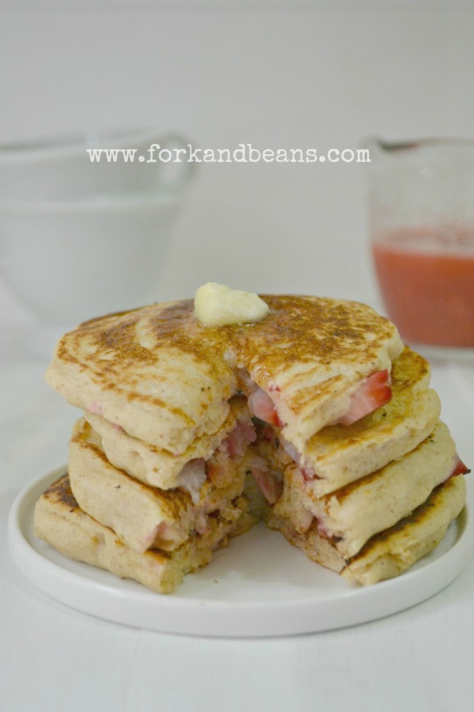 Strawberry Rhubarb Pancakes - Fork & Beans