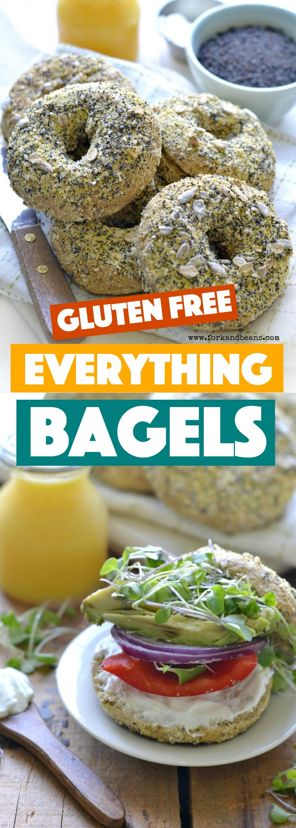 With a crunchy exterior and a soft interior, these gluten free vegan everything bagels will brighten anyone's morning. Just toast and then slather with cream cheese!