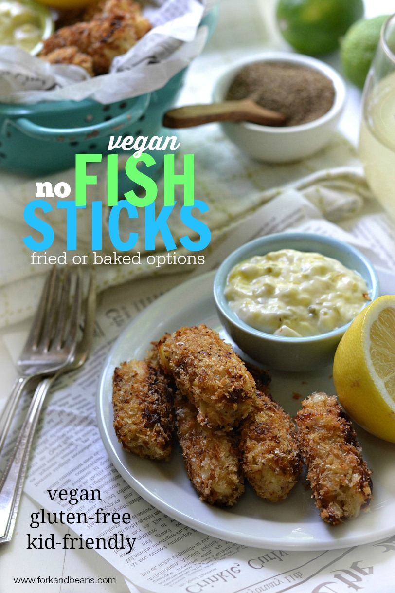 Vegan "Fish" Sticks Fork and Beans