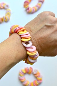 Have fun with these DIY candy bracelets.