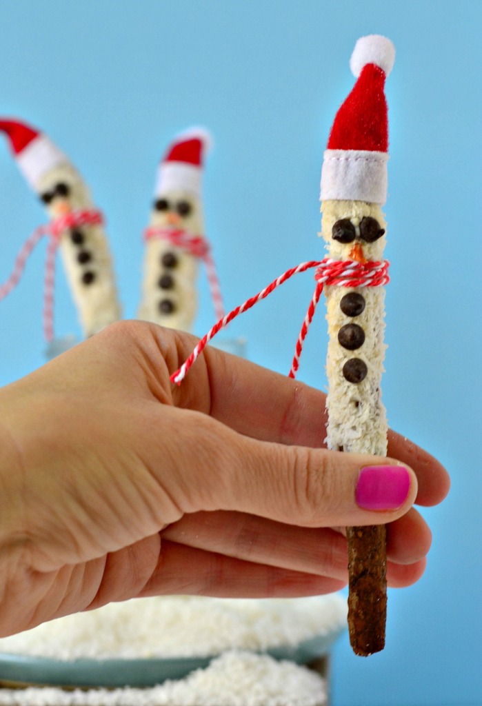 Pretzel Stick Snowmen Fork and Beans