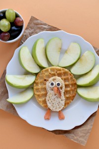 Start your Thanksgiving off in a healthy way with this Thanksgiving Turkey Breakfast made with waffles and fresh apples.