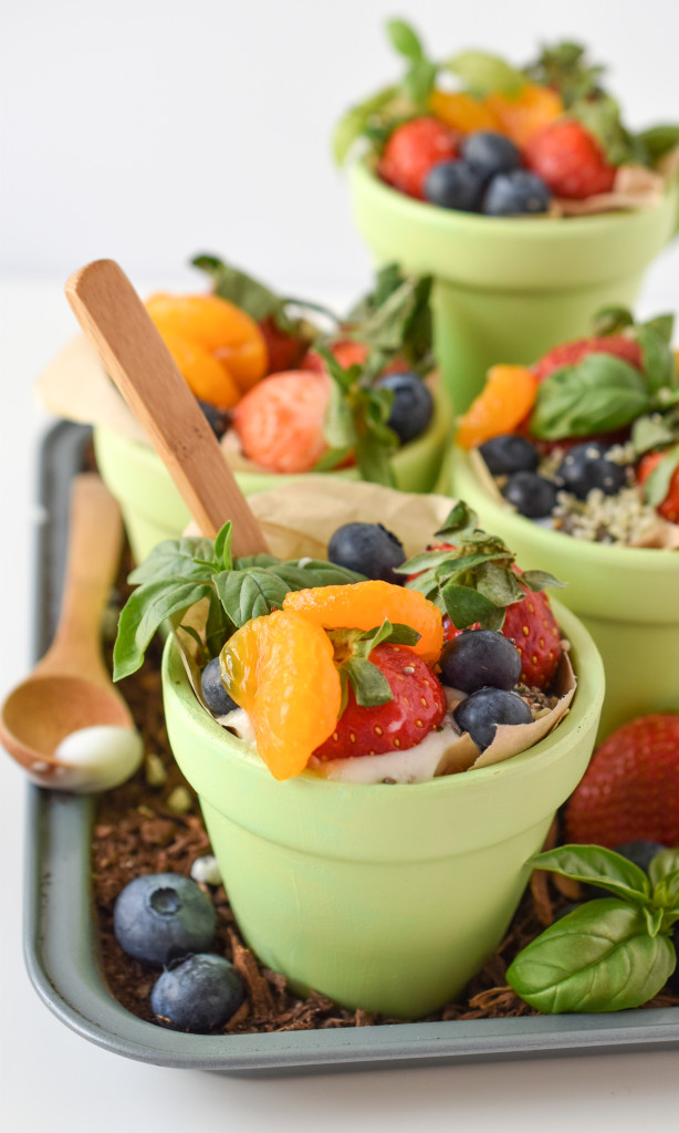 Fresh Fruit Garden Parfait Cups: Layers of fruit and Silk nondairy yogurt make a healthy Spring-themed treat 
