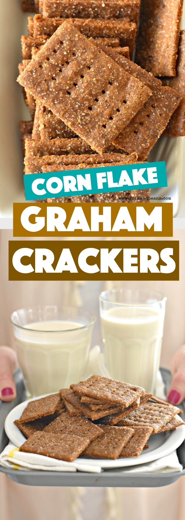 Light, crisp, crunchy, and semi-sweet, these Corn Flake Graham Crackers are the perfect treat for dunking into an ice-cold glass of nondairy milk!