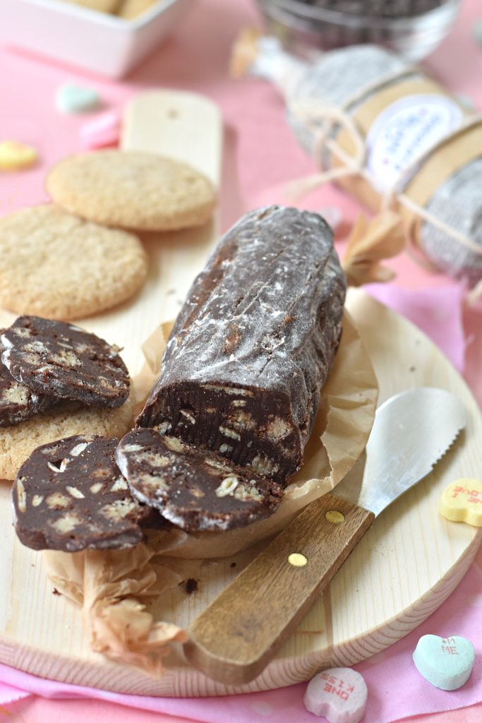 Rich, decadent, and Top 8 free, this fun Chocolate Salami dessert is filled with gluten free cookies, seeds, and a hint of orange zest.
