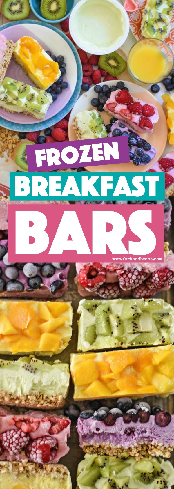 Vibrant, fresh, and healthy, these on-the-go Frozen Breakfast Bars are the busy mom's perfect meal for the road for her and her family.