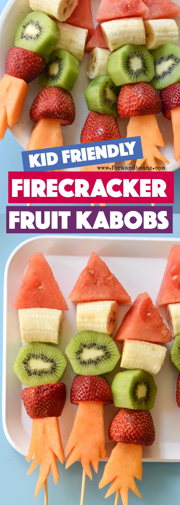 Keep your kids safe, healthy, and entertained this summer with these DIY Firecracker Fruit Kabobs!