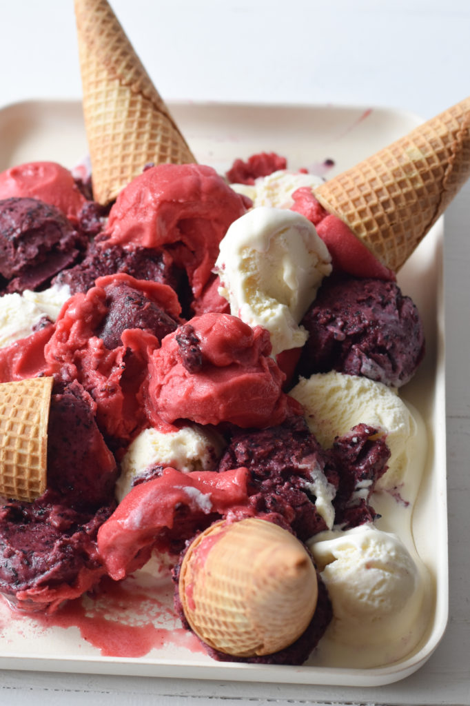 Frozen berries, plain yogurt and a dash of maple syrup is all you need to make the Homemade Frozen Yogurt. A healthy dessert treat for the family!