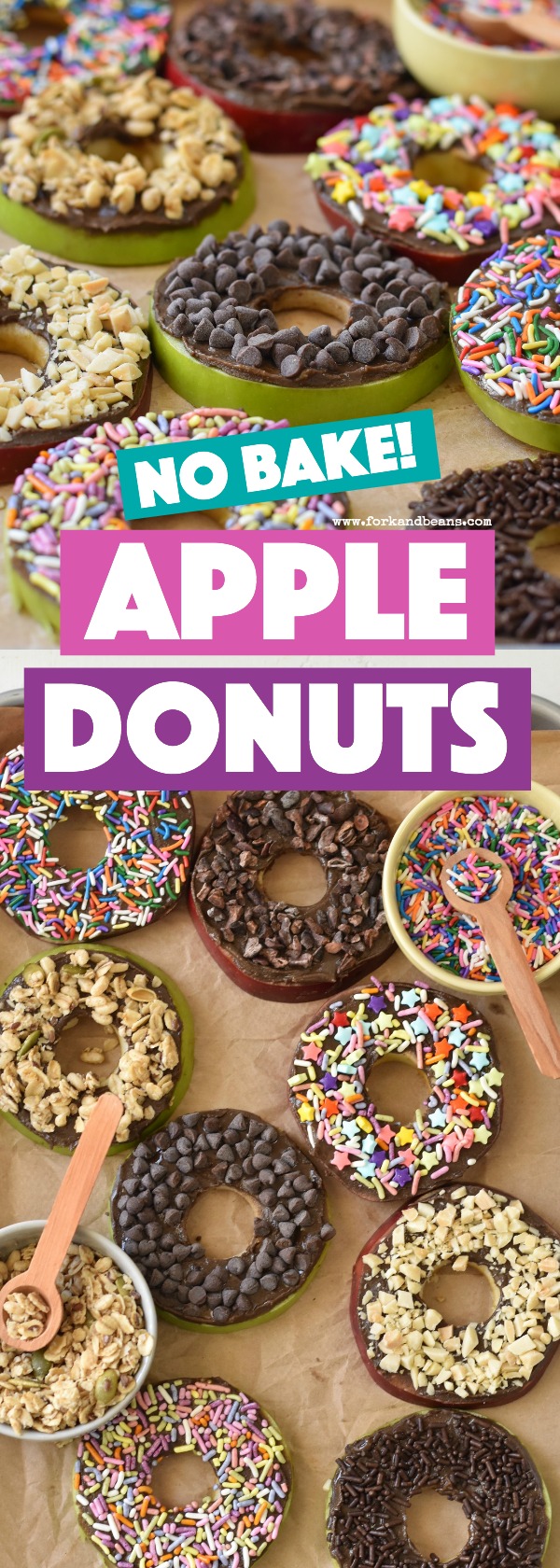 These easy, no bake apple donuts are the perfect after school snack for kids, full of healthy and good-for-you ingredients.