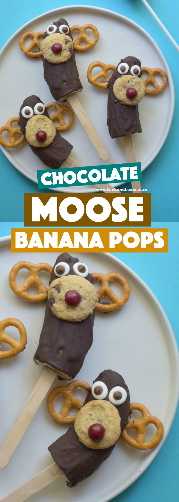 Keep Christmas treats on the healthier side with these Chocolate Banana Moose Pops #HealthySnacks #ChistmasFun 