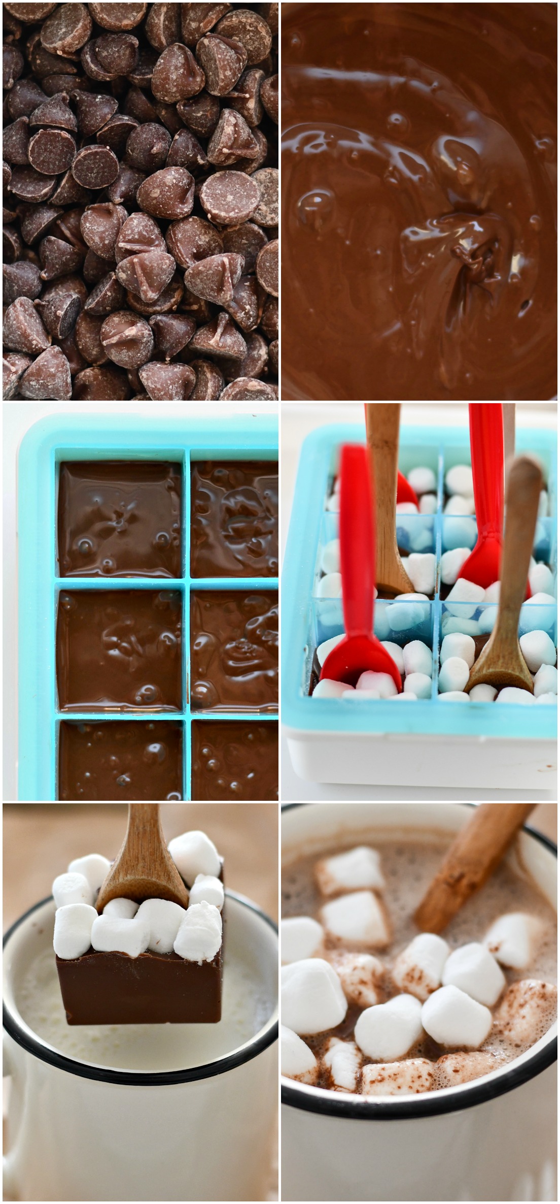 Skip the store bought packets of chocolate powder and make your own Hot Chocolate Spoons from chocolate chips #hotchocolate #hotdrinks