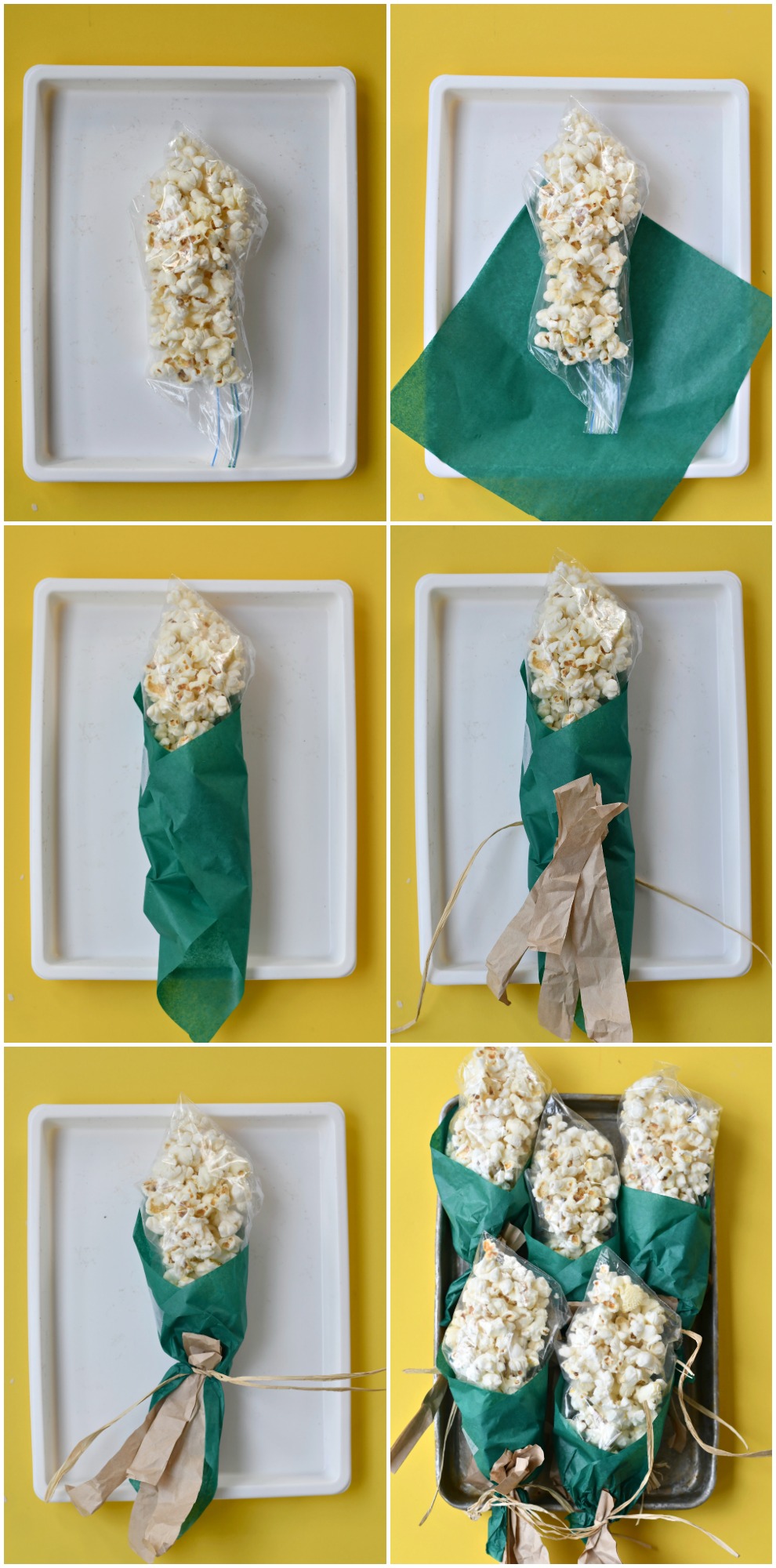 A photo tutorial on how to make Popcorn on the Cob Snack Bags