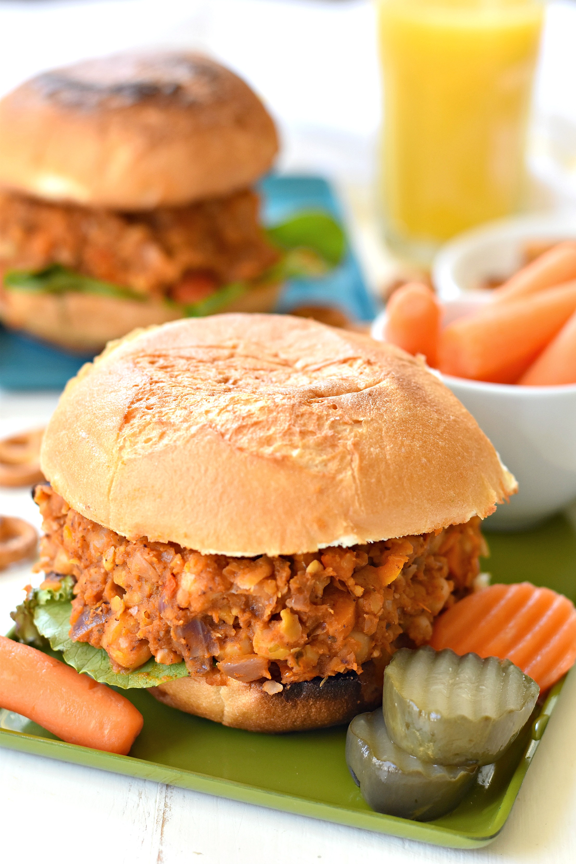 Vegan Chickpea Sloppy Joes Fork and Beans