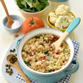 This Cauliflower Risotto dish is jam-packed with nutrition and oh-so-good-for-you goodness that you just might do a cartwheel after you finish your dinner.