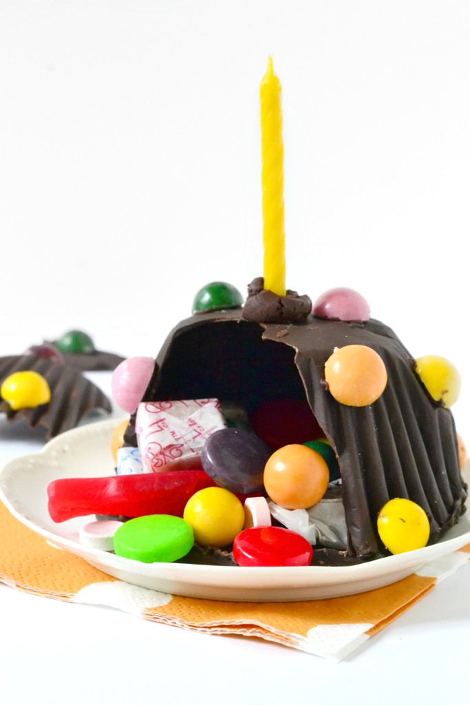 Chocolate Pinata Mini Cakes - Fork and Beans