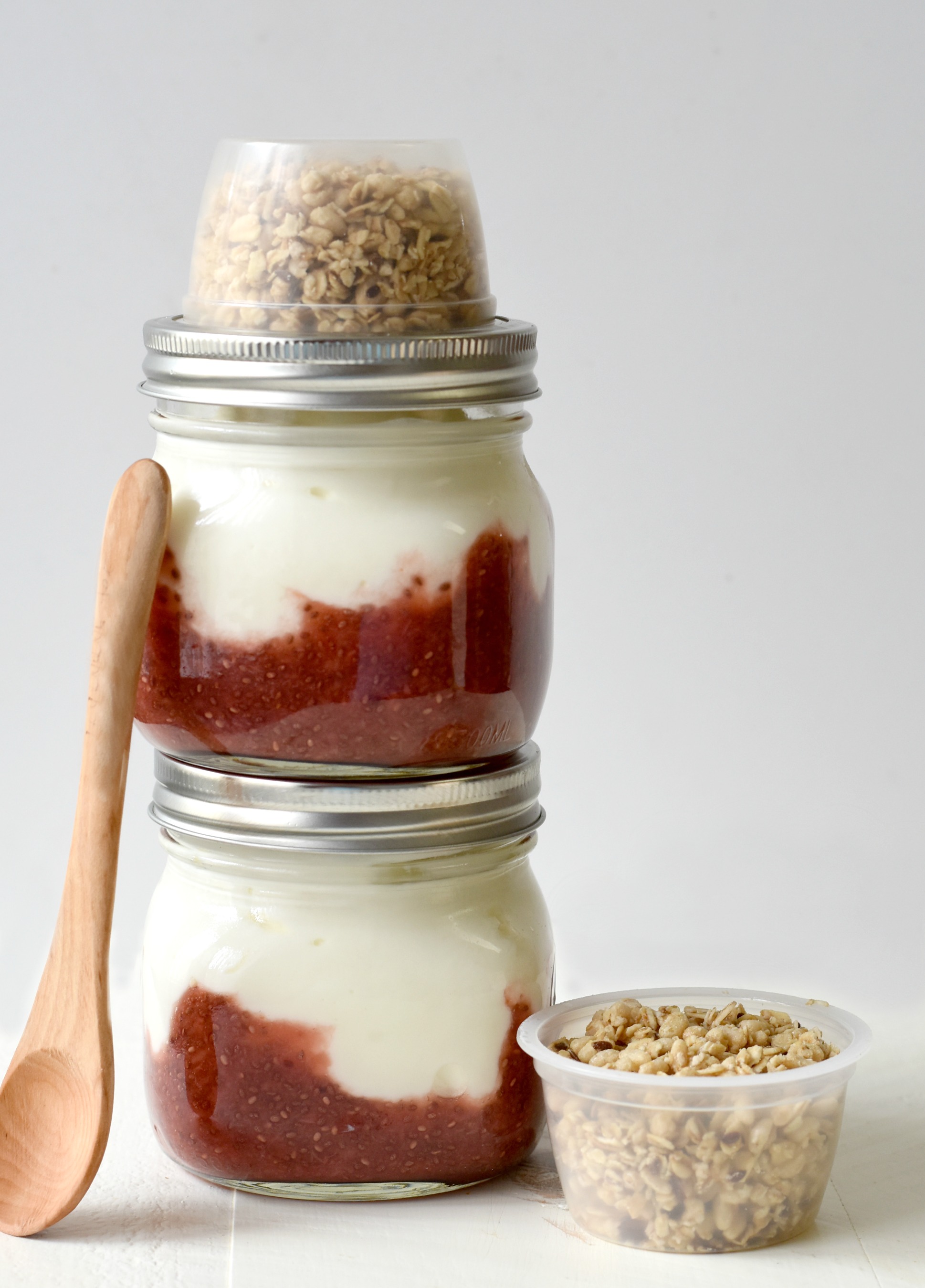 Fruit on the Bottom Yogurt Cups Fork and Beans