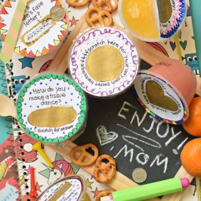 Make your kid's lunch FUN by creating your very own DIY Lunchbox Scratch Off Messages. Just use a coin to scratch off the paint to reveal your secret note!
